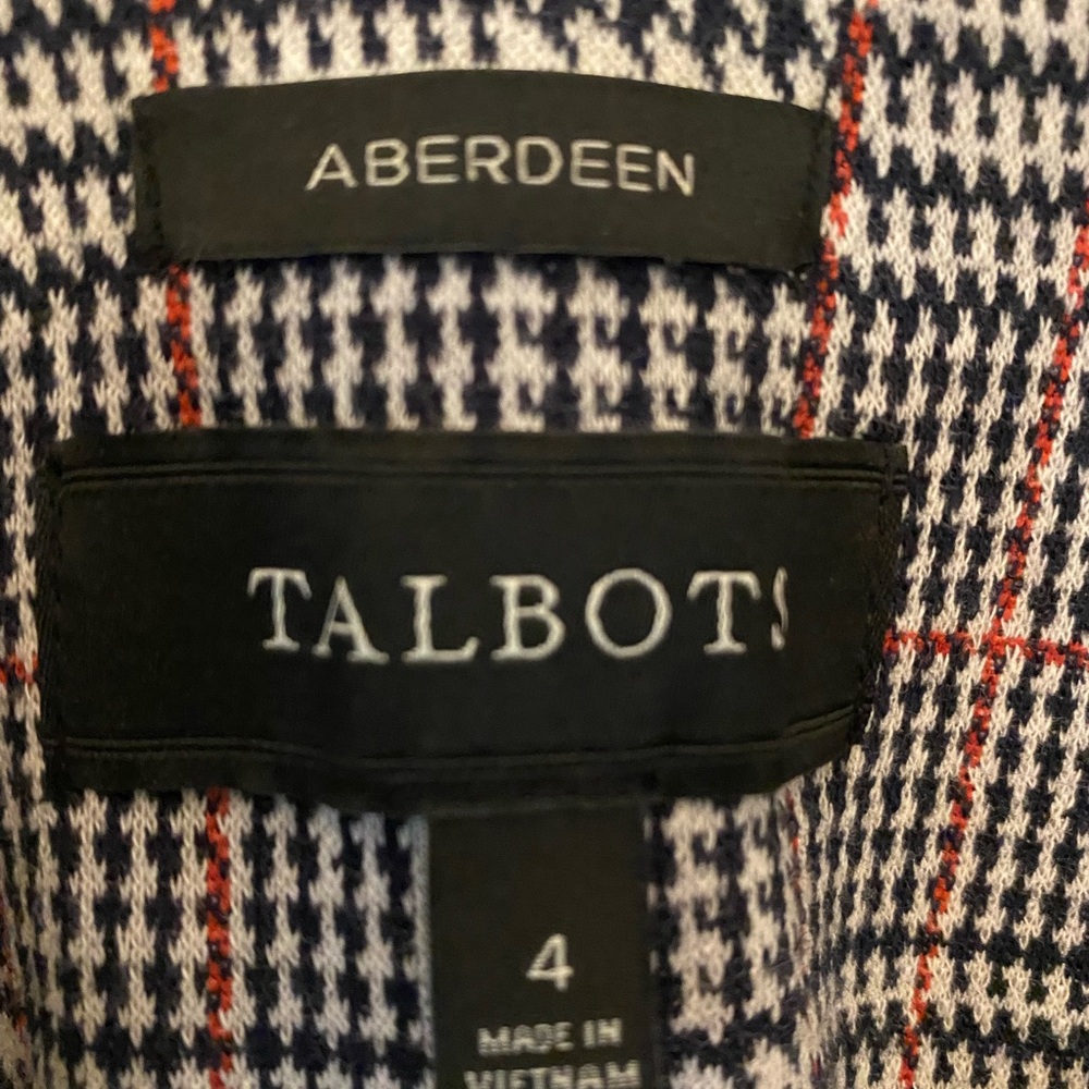 Talbots Glen Plaid Blazer Black White Red Size 4 - Picture 3 of 8